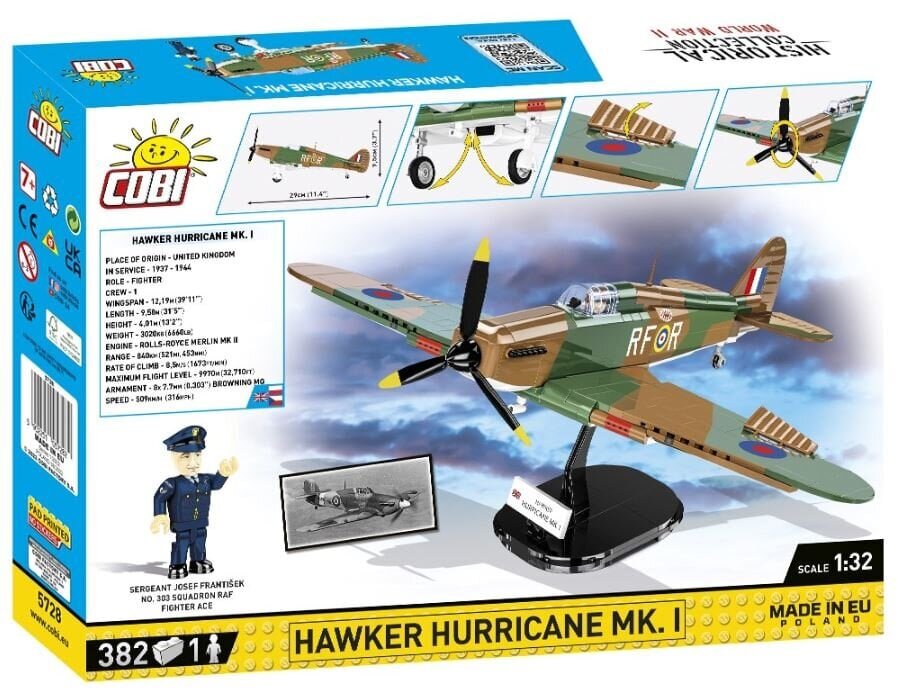 Konstruktor Cobi HC WWII Hawker Hurrican MK.I 5728, 382 tk цена и информация | Klotsid ja konstruktorid | hansapost.ee