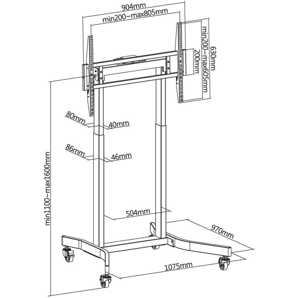 TV-kinnitus Techly 55-100", 120 kg, puldiga price and information | Teleri seinakinnitused ja hoidjad | hansapost.ee