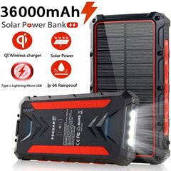 Power Bank Feegar 36000mah 20W 4x USB-C QI Solar Power Bank hind ja info | Akupangad | hansapost.ee