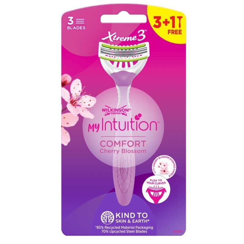 Raseerija naistele Wilkinson Sword My Intuition Xtreme 3 Comfort Cherry Blossom, 4 tk. hind ja info | Raseerimisvahendid | hansapost.ee