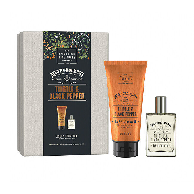 Kosmeetikakomplekt Scottish Fine Soaps Thistle &amp; Black Pepper: juukse- ja kehapesuvahend, 200 ml + tualettvesi EDT meestele, 50 ml hind ja info | Parfüümid naistele | hansapost.ee