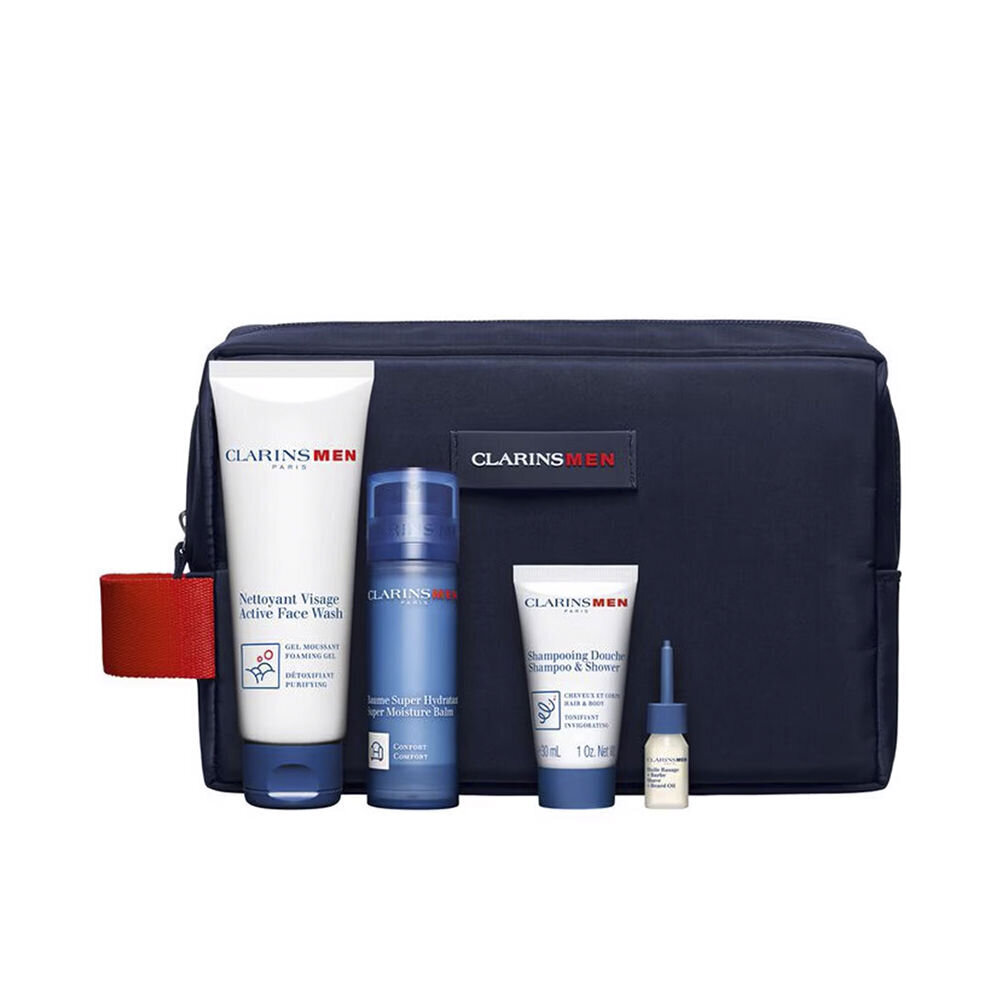 Nahahoolduskomplekt Clarins meestele: puhastusvahend, 125 ml + niisutav palsam, 50 ml + šampoon/dušigeel, 30 ml + habemeajamis/habemehooldusõli, 3 ml + kosmeetiline цена и информация | Näokreemid | hansapost.ee