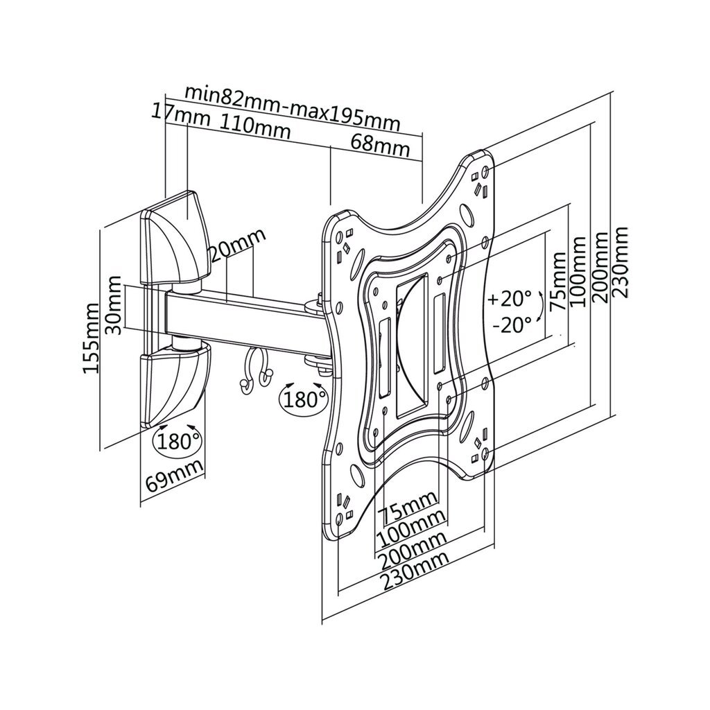 Cabletech UCH0201 23-42" price and information | Teleri seinakinnitused ja hoidjad | hansapost.ee