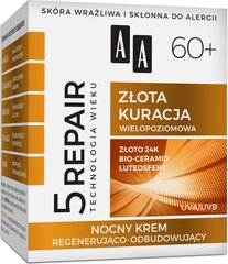 Age Technology 5Repair 60+ Golden Treatment taastav ja taastav öökreem 50ml hind ja info | Näokreemid | hansapost.ee