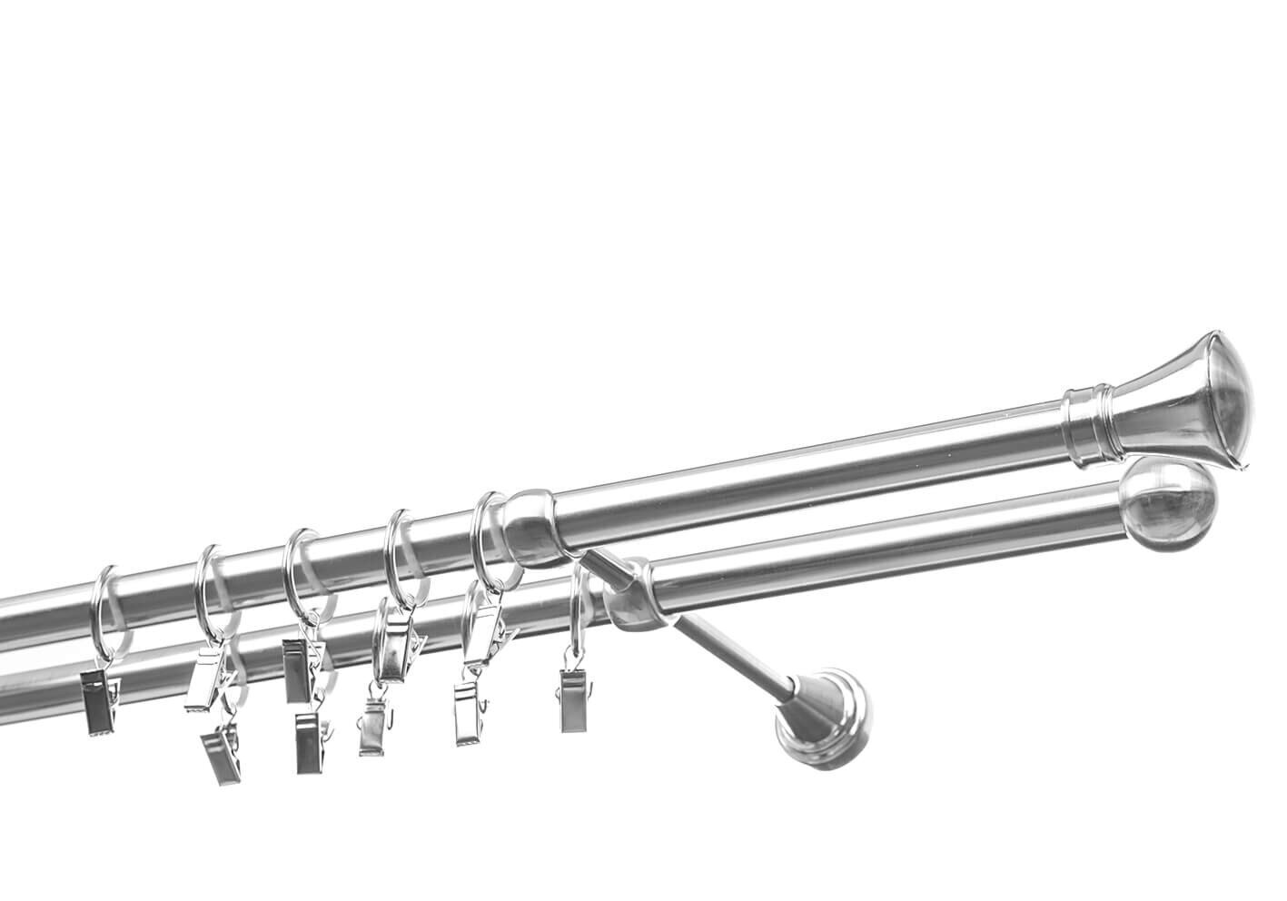 Kahekordne karniismetall 19 mm + 19 mm OLIMP, 250 cm, roostevaba teras hind ja info | Kardinapuud | hansapost.ee