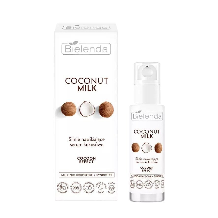 Bielenda Coconut Milk Tugevalt niisutav kookoseseerum, 30 ml цена и информация | Näoõlid, ampullid ja seerumid | hansapost.ee