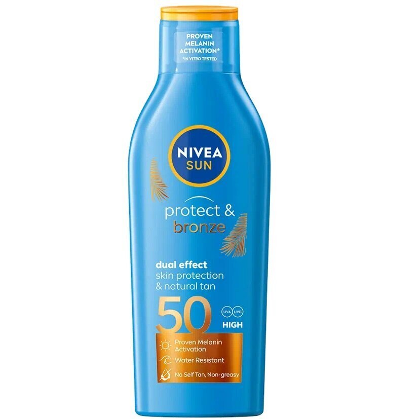 Päevitust kaitsev kehakreem Nivea Sun Protect & Bronze SPF50, 200 ml hind ja info | Päikesekaitse ja päevitusjärgsed kreemid | hansapost.ee