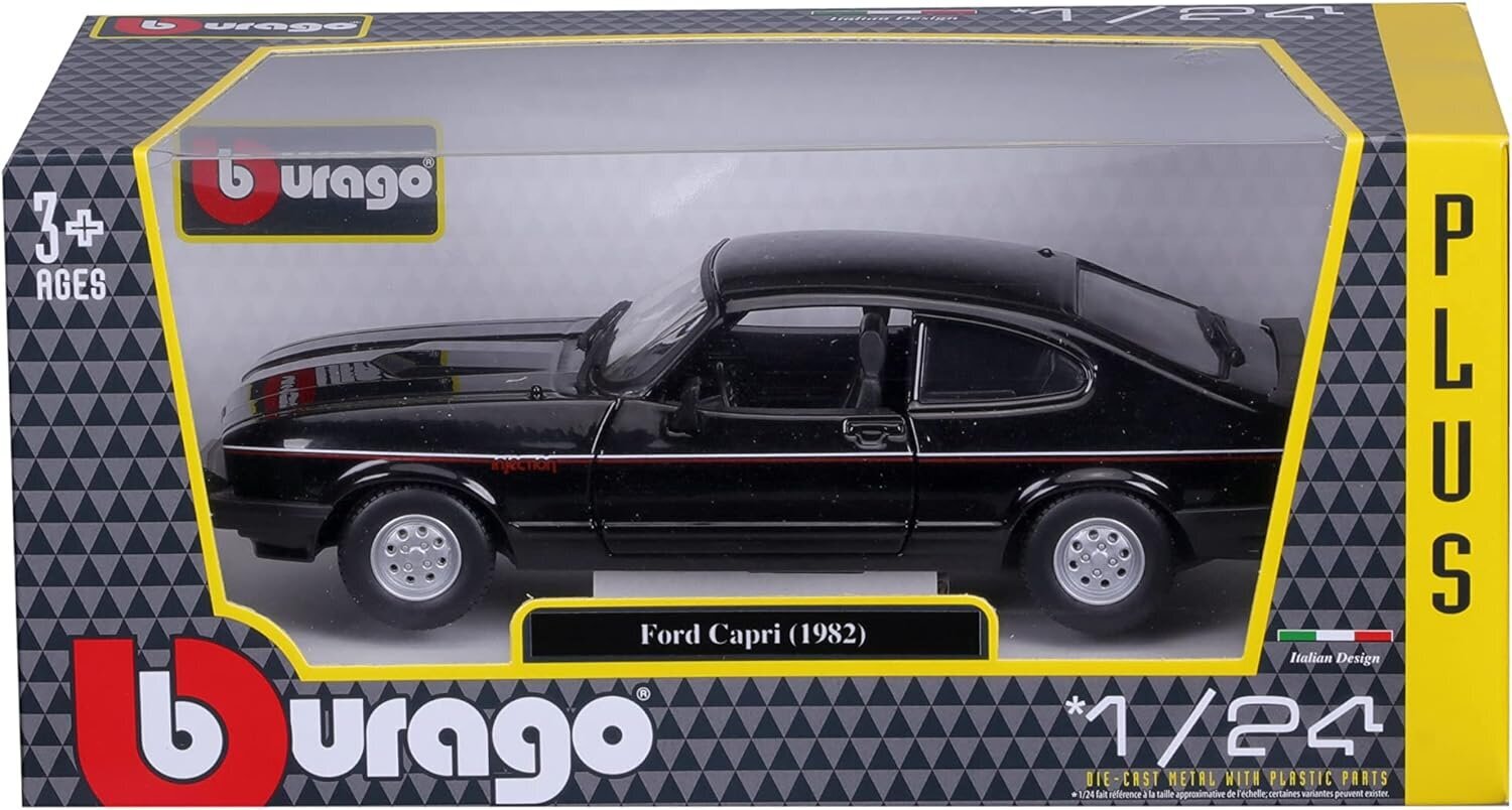 Mudelauto Bburago Ford Capri 1982 must 21093BK, 1:24 hind ja info | Mänguasjad poistele | hansapost.ee