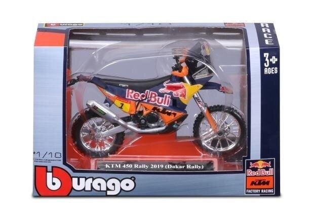 Mootorratta mudel Bburago RedBull KTM 450 Rally 51086 15153, 1:18 hind ja info | Mänguasjad poistele | hansapost.ee