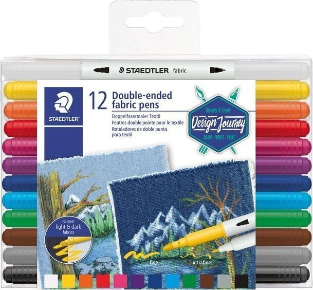 Topelt tekstiilmarkerite komplekt Staedtler Design Journey, 12 tk hind ja info | Kunstitarbed, voolimise tarvikud | hansapost.ee