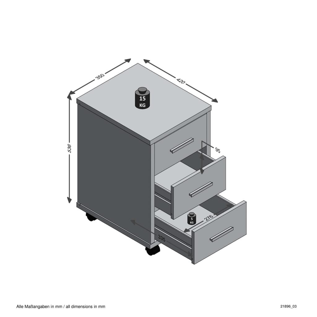 Mobiilne kapp FMD, hall hind ja info | Kummutid | hansapost.ee