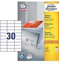 Kleebitavad etiketid Avery A4, 70x29,7mm hind ja info | Kirjatarvikud | hansapost.ee