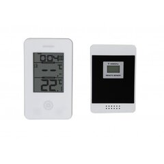 Digitaalne sise-välis termomeeter juhtmevaba kella ja MIN-MAX näiduga valge цена и информация | Измерители (температура, влажность, pH) | hansapost.ee