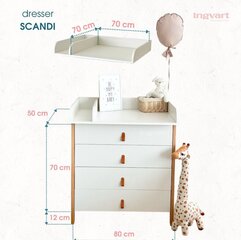 Kummut Ingvart Scandi 2-in-1, 85x80x50 cm, valge hind ja info | Kummutid | hansapost.ee