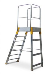 Алюминиевые лестницы с рабочей площадкой и поручнями Alve Forte, 8 ступеней, 168 см. цена и информация | Лестницы для батутов | hansapost.ee