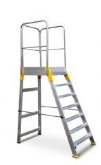 Алюминиевые лестницы с рабочей площадкой и поручнями Alve Forte, 8 ступеней, 168 см. цена и информация | Лестницы для батутов | hansapost.ee
