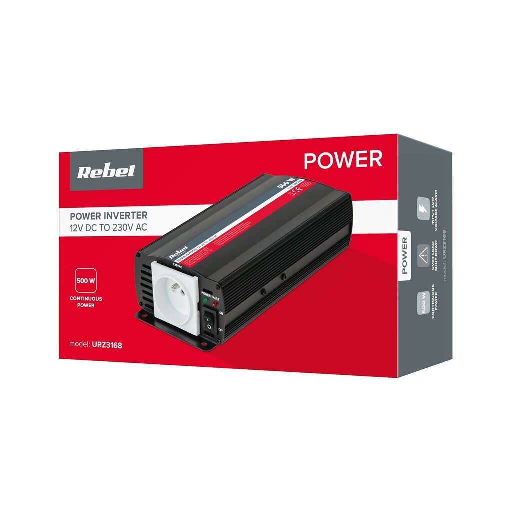 Rebel inverter 12v/230v 500w цена и информация | Inverterid ja muundurid | hansapost.ee