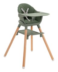 Стульчик для кормления KikkaBoo 2in1 Woody, Army Green 2024 цена и информация | Обеденные стулья | hansapost.ee