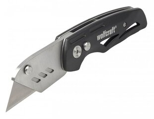 Складной нож с заменяемыми трапециевидными лезвиями WOLFCRAFT цена и информация | Механические инструменты | hansapost.ee