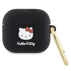 Hello Kitty HKA33DKHSK Airpods 3 cover czarny|black Silicone 3D Kitty Head цена и информация | Амбушюры | hansapost.ee