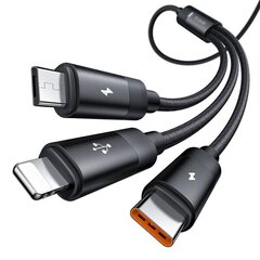 3in1 USB to USB-C | Lightning | Micro USB Cable, Mcdodo CA-5790, 3.5A, 1.2m (black) hind ja info | Mobiiltelefonide kaablid | hansapost.ee