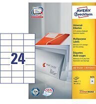 Kleebitavad etiketid Avery Zweckform A4, 70 x 37 mm hind ja info | Kirjatarvikud | hansapost.ee
