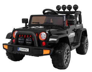 Kahekohaline elektriauto lastele Ramiz Jeep Full Time 4WD, must hind ja info | Laste elektriautod | hansapost.ee