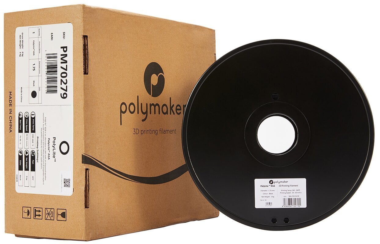 Polymaker PolyLite ASA - 3kg - 1,75mm - Must price and information | Nutiseadmed ja lisatarvikud | hansapost.ee