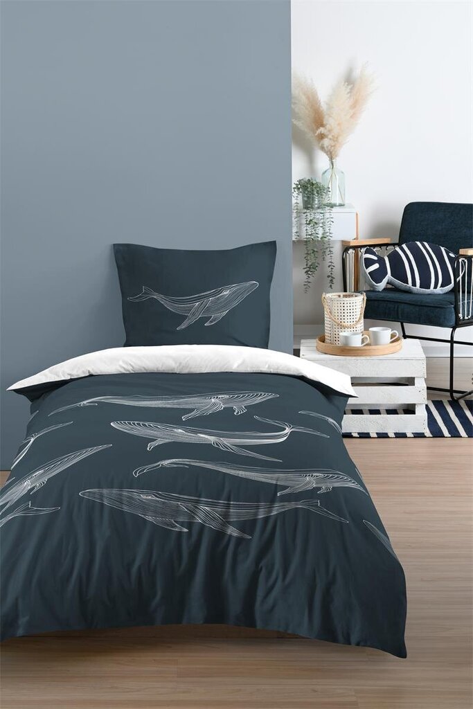 Stof voodipesukomplekt Whales, 140x200, 2-osaline hind ja info | Voodipesu | hansapost.ee