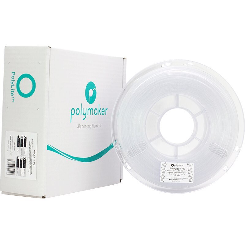 Polymaker PolyLite PC, 1kg, 1,75mm, läbipaistev hind ja info | Nutiseadmed ja lisatarvikud | hansapost.ee