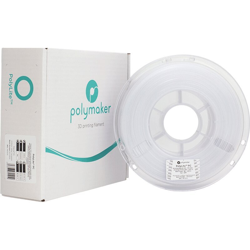 Polymaker PolyLite PC, 1kg, 1,75mm, läbipaistev hind ja info | Nutiseadmed ja lisatarvikud | hansapost.ee