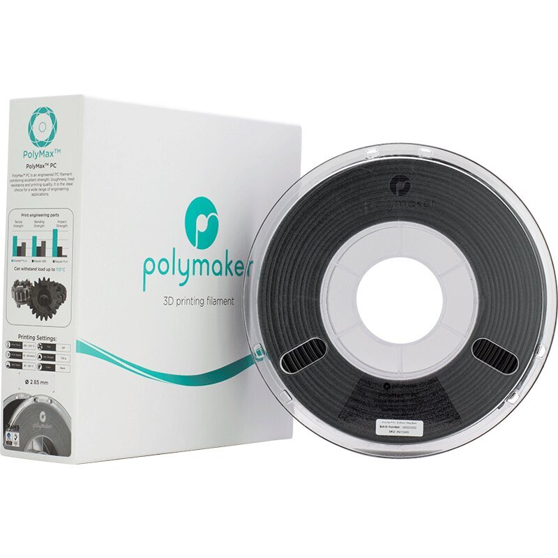 Polymaker PolyMax Tough PC, 3kg, 1,75mm, must цена и информация | Nutiseadmed ja lisatarvikud | hansapost.ee