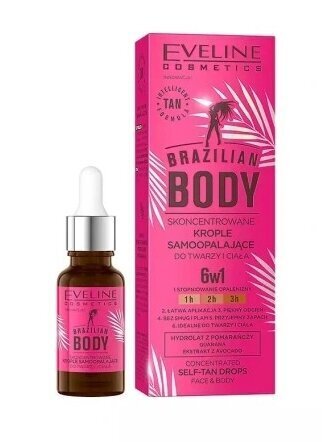 Kontsentreeritud isepruunistavad tilgad näole ja kehale Eveline Cosmetics Brazilian Body, 18ml hind ja info | Isepruunistavad kreemid | hansapost.ee