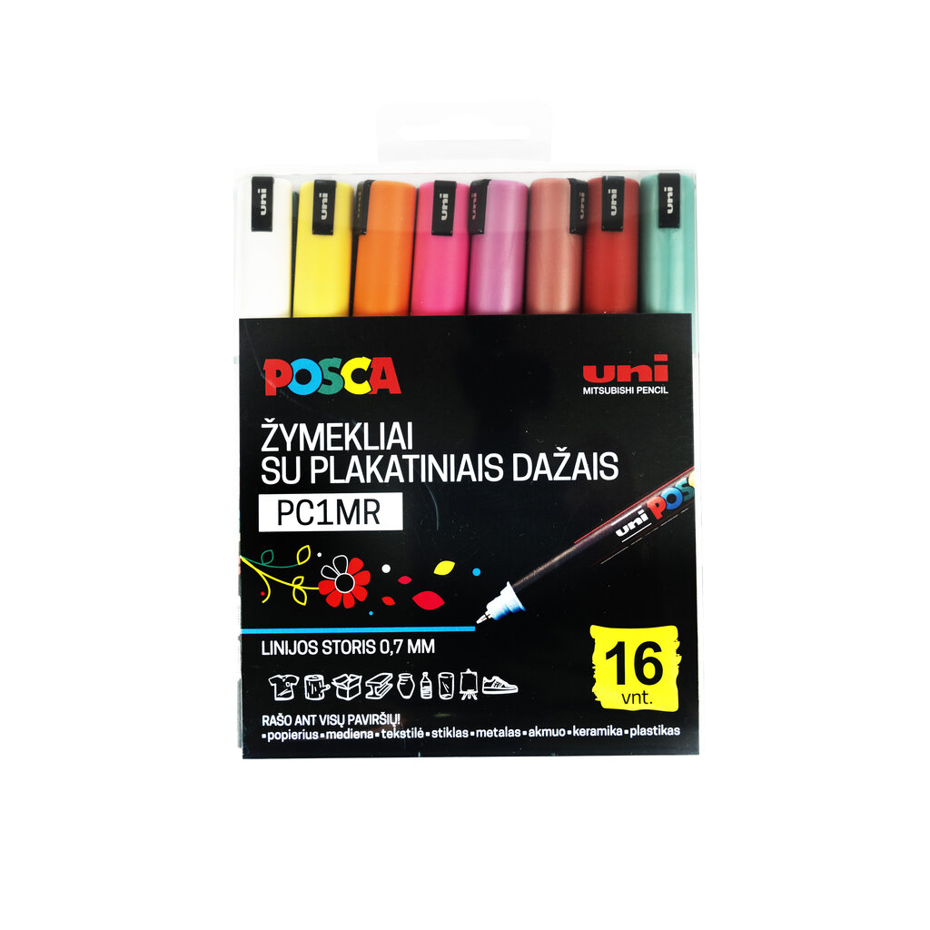 Markerid Uni Ball Posca PC-1MR, 16 tk. hind ja info | Kunstitarbed, voolimise tarvikud | hansapost.ee