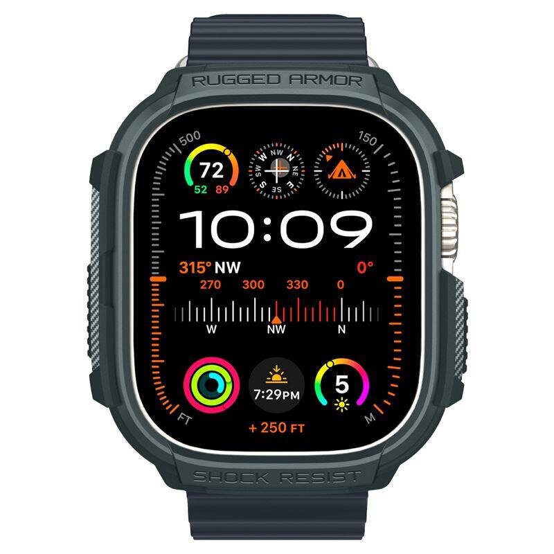 Spigen Rugged Armor ümbris Apple Watch Ultra 1/2 (49 mm) jaoks - tumeroheline hind ja info | Nutikellade aksessuaarid ja tarvikud | hansapost.ee