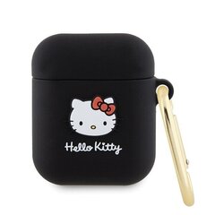 Hello Kitty HKA23DKHSK Airpods 1|2 cover czarny|black Silicone 3D Kitty Head цена и информация | Аксессуары для наушников | hansapost.ee
