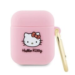 Hello Kitty HKA23DKHSP Airpods 1|2 cover różowy|pink Silicone 3D Kitty Head цена и информация | Аксессуары для наушников | hansapost.ee