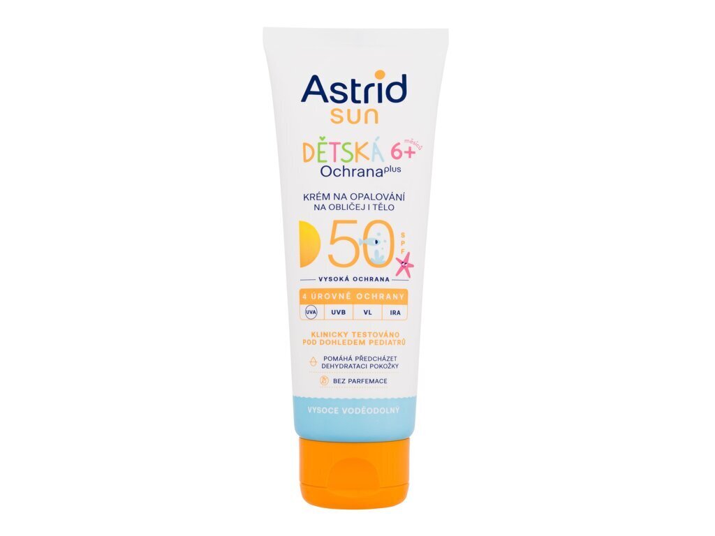 Päikesekreem näole ja kehale lastele Astrid Sun SPF50, 75 ml hind ja info | Päikesekaitse ja päevitusjärgsed kreemid | hansapost.ee