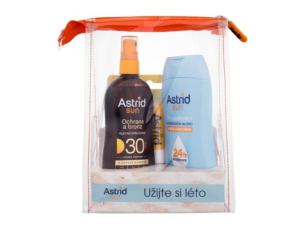 Komplekt Astrid Oil Summer Set: päikesekaitseõli Sun SPF30, 200 ml + päevitusjärgne piim beeta-karoteeniga Sun, 200 ml + huulepalsam SPF25, 4,8 g цена и информация | Päikesekaitse ja päevitusjärgsed kreemid | hansapost.ee