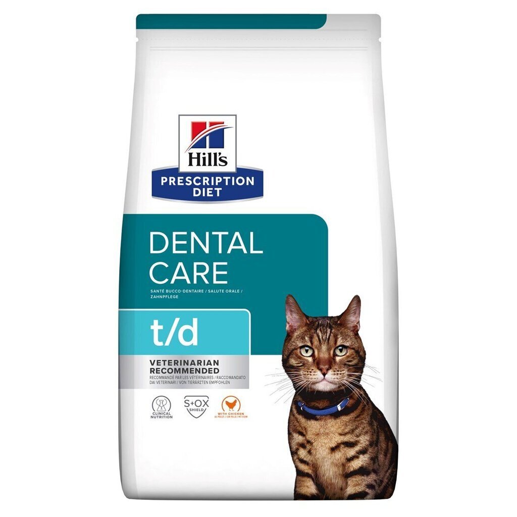 Hill's Prescription Diet Feline t/d täiskasvanud kassidele kanaga, 1,5 kg цена и информация | Kassi kuivtoit ja kassikrõbinad | hansapost.ee