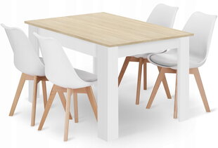 5-частный обеденный комплект Leobert Mark, коричневый/белый цена и информация | Комплекты мебели для столовой | hansapost.ee