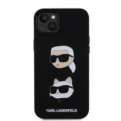 Karl Lagerfeld Liquid Silicone Karl and Choupette Heads Case for iPhone 15 Plus Black цена и информация | Чехлы для телефонов | hansapost.ee