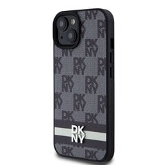 DKNY PU Leather Checkered Pattern and Stripe Case for iPhone 15 Black цена и информация | Чехлы для телефонов | hansapost.ee