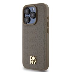 DKNY Leather Monogram Pattern Metal Logo MagSafe Case for iPhone 15 Pro - Brown цена и информация | Чехлы для телефонов | hansapost.ee