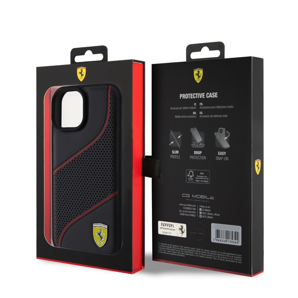 Ferrari PU Leather Perforated Slanted Line Case hind ja info | Telefonide kaitsekaaned ja -ümbrised | hansapost.ee