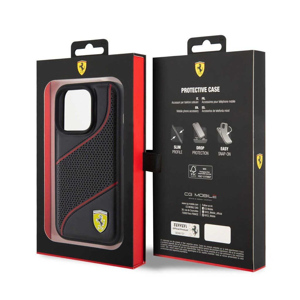 Ferrari PU Leather Perforated Slanted Line Case цена и информация | Telefonide kaitsekaaned ja -ümbrised | hansapost.ee