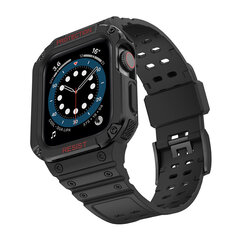 Защитный ремешок Ремешок с чехлом для Apple Watch 7/SE (41/40/38 мм) Бронированный чехол для часов Черный цена и информация | Аксессуары для смарт-часов и браслетов | hansapost.ee