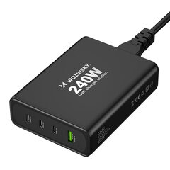 Wozinsky WGCSB 240 Вт GaN Зарядное устройство USB-A / 3 x USB-C — черный цена и информация | Wozinsky Телефоны и аксессуары | hansapost.ee