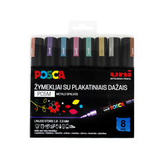 Marker Uni-Ball Mitsubishi Posca PC-5M Metallic, 8 tk. hind ja info | Kunstitarbed, voolimise tarvikud | hansapost.ee