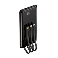 Setty power bank 10000 mAh with cables PB-WK-101 black цена и информация | Зарядные устройства Power bank | hansapost.ee